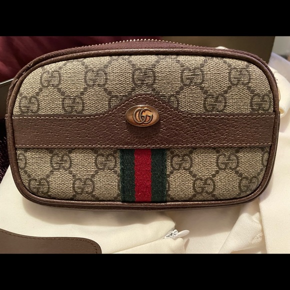 Taupe and brown GG supreme belt bag - Picture 1 of 5
